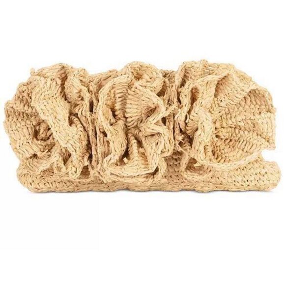 Jason Wu Rose Straw Frame Clutch Bag Tan Beige Natural Beach Coastal Raffia NWT - Picture 1 of 15
